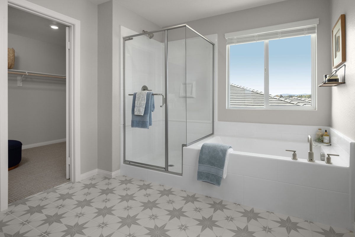 Optional tub and separate shower at primary bath