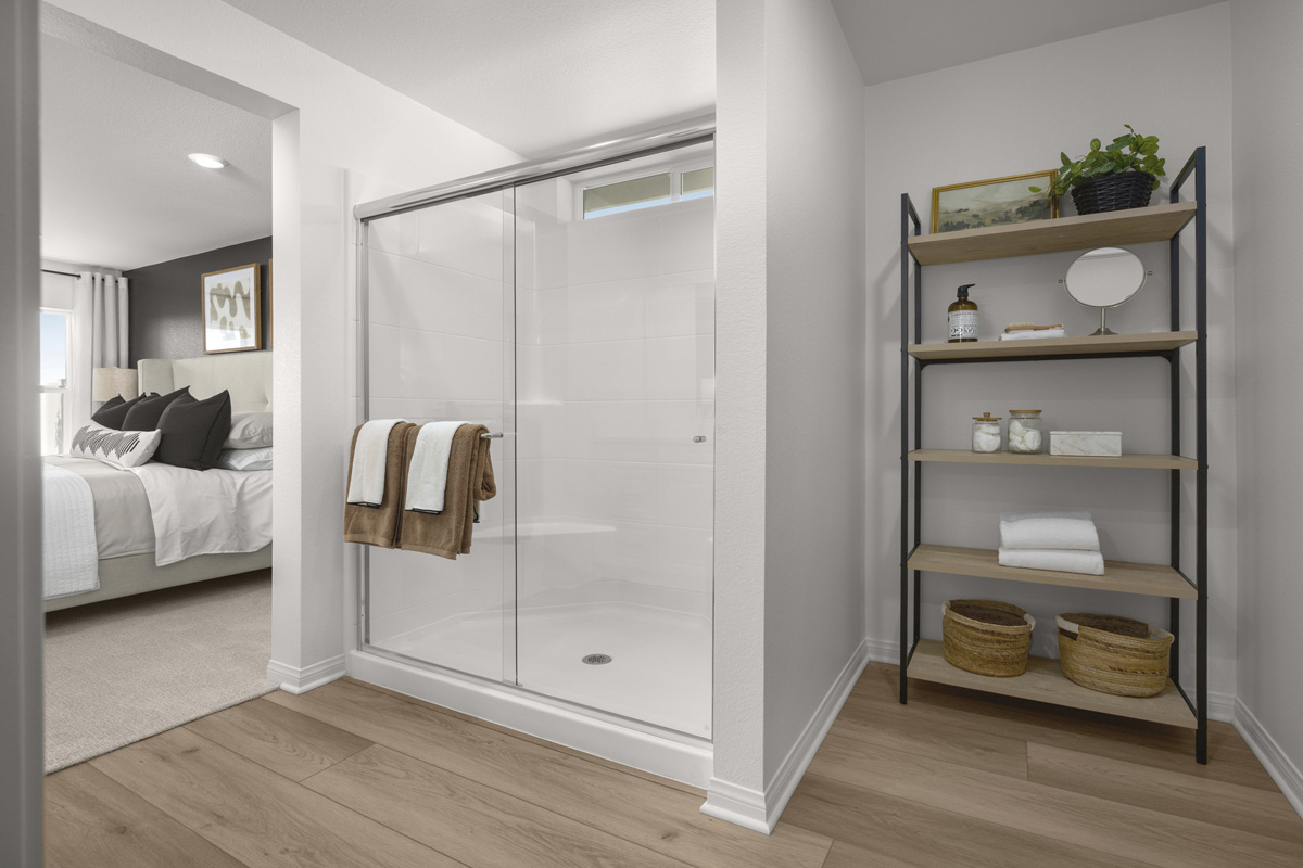 Walk-in shower at primary bath