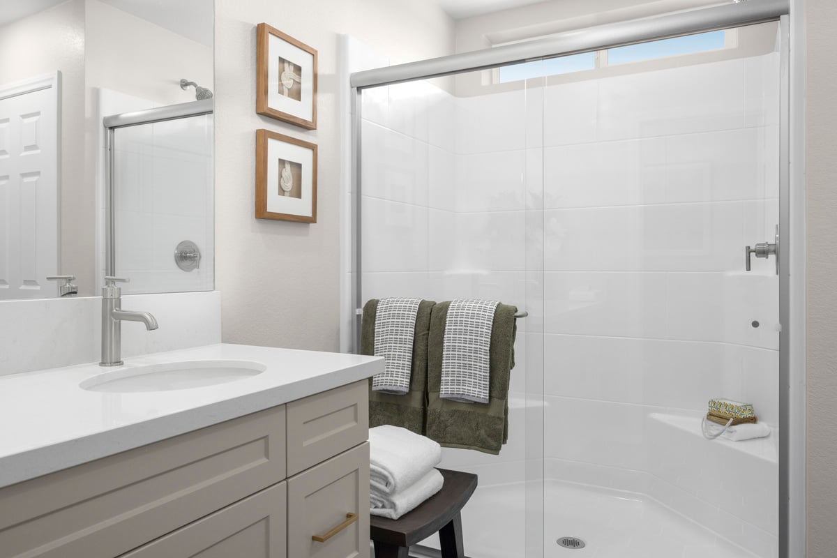 Walk-in shower at primary bath