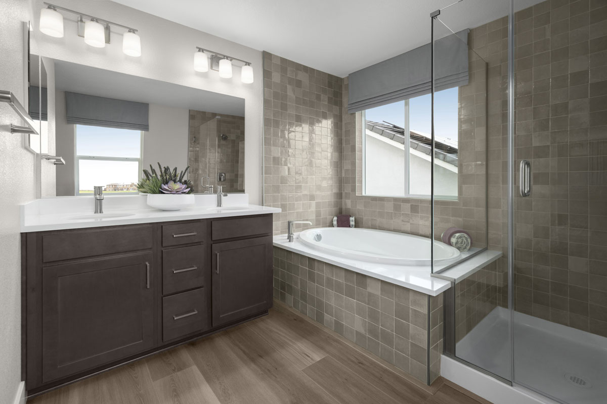 Tub and separate shower at primary bath