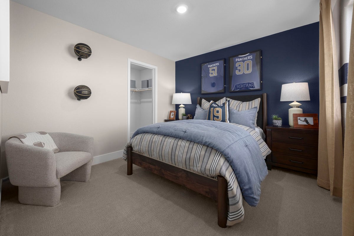 Painted accent wall at secondary bedroom