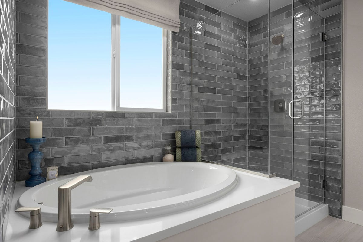 Tub and separate shower at primary bath