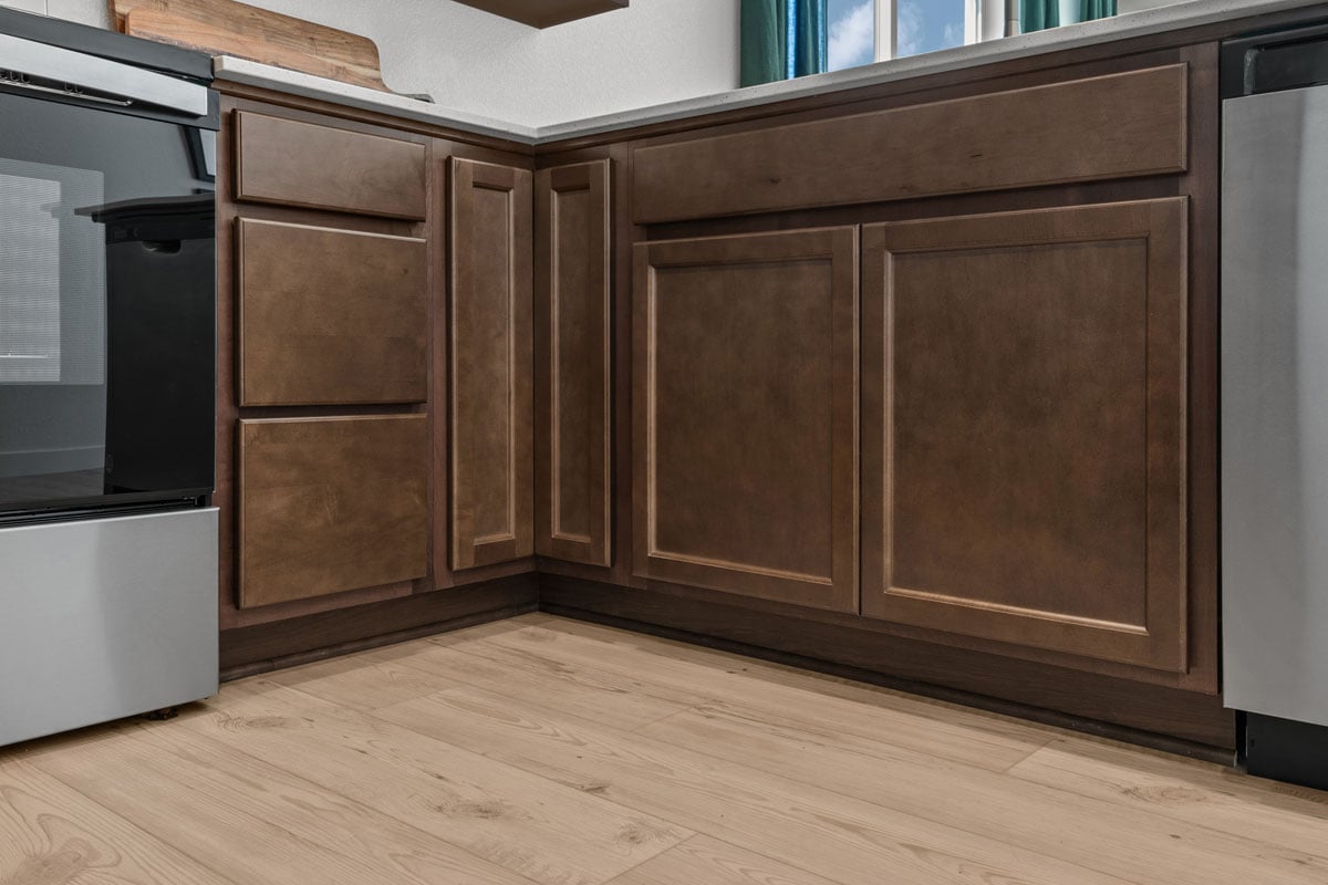 Luxury vinyl plank flooring at kitchen