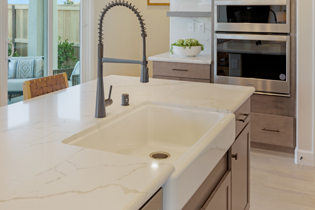 Farm style sink at the kitchen island