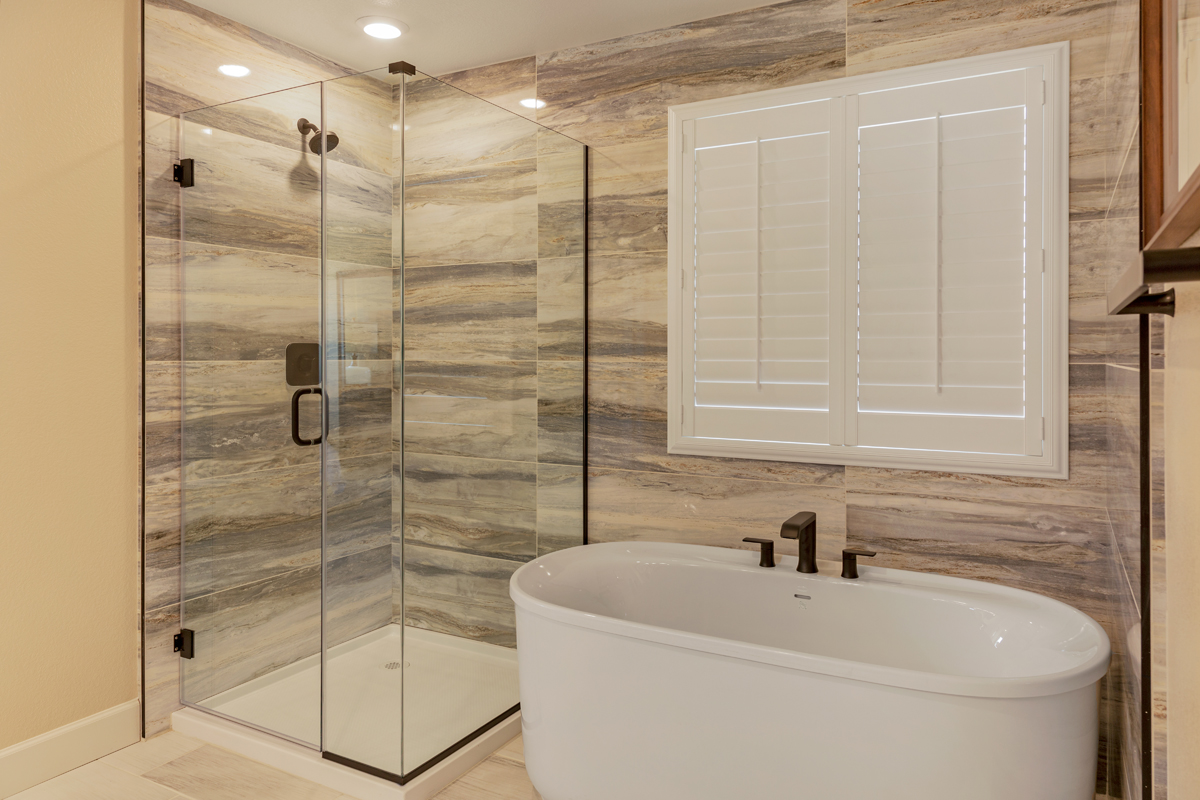Tub and separate shower at primary bath