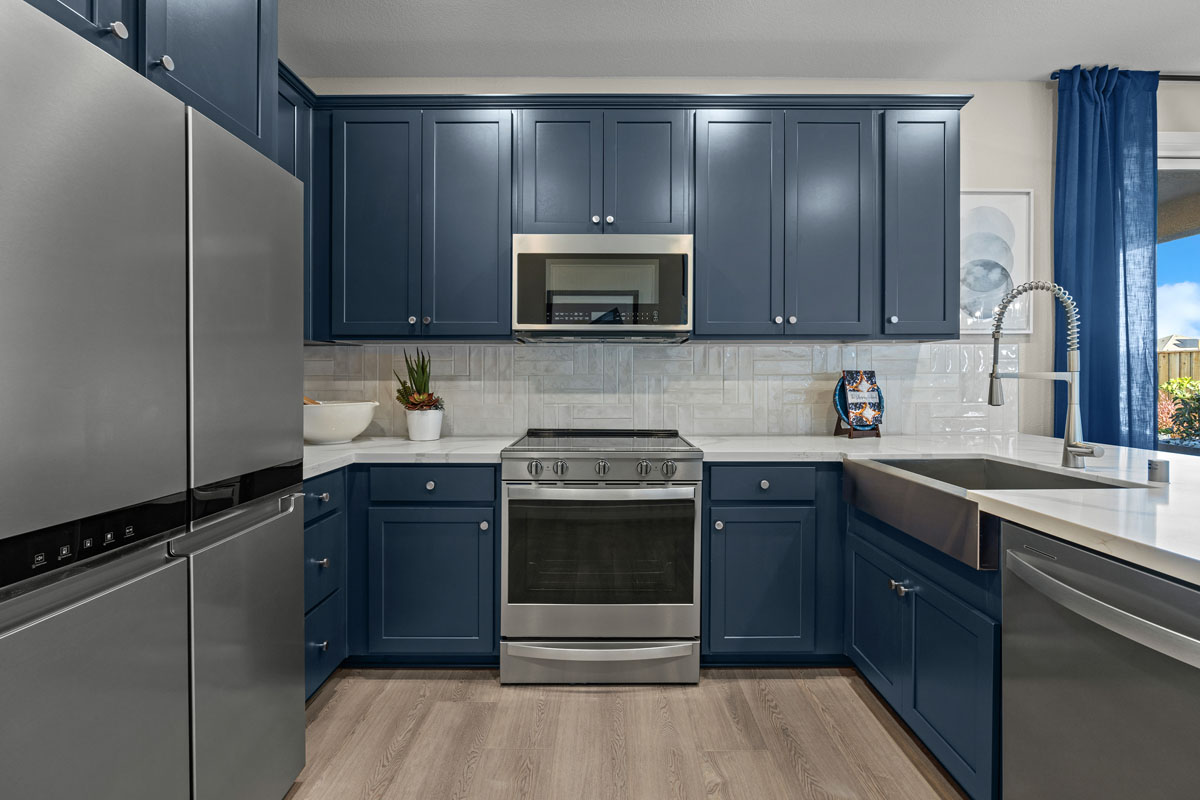Maple cabinets and stainless steel appliances