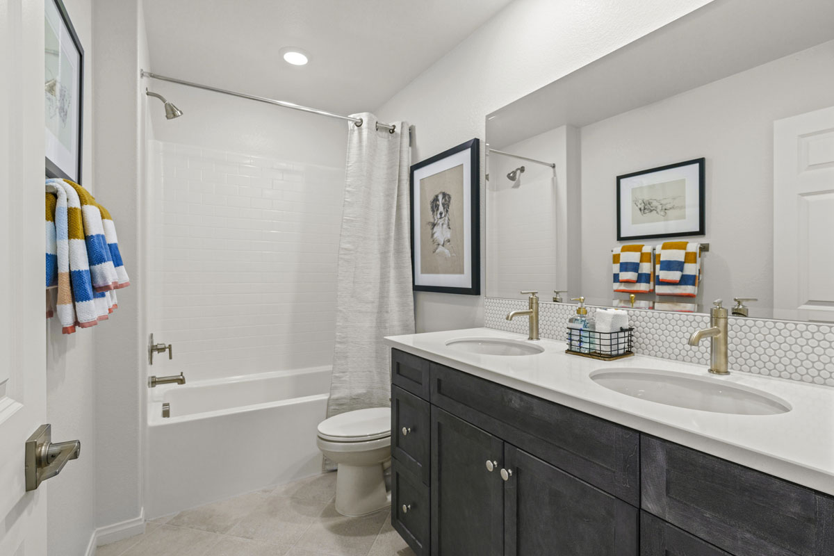 Upgraded dual-sink vanity at bath 2