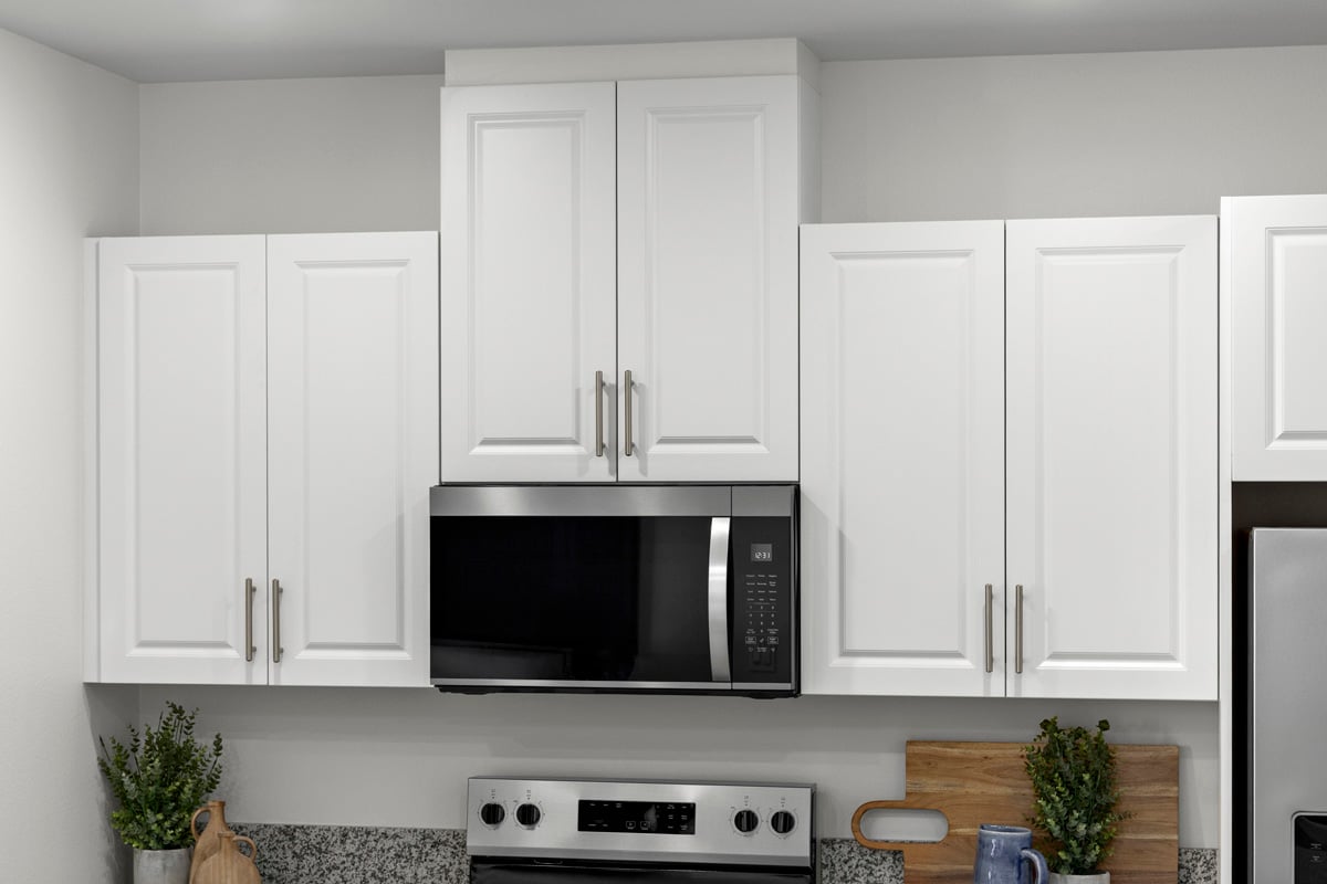 Thermofoil cabinets with satin nickel pulls