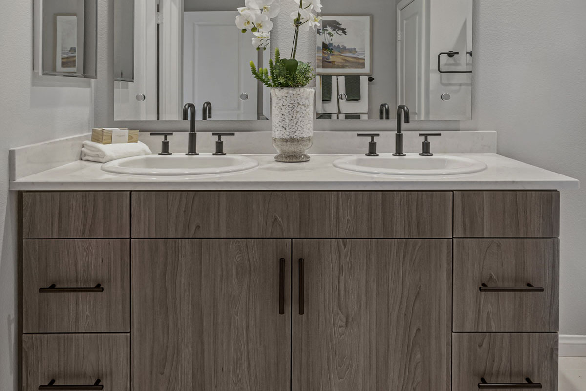 Dual sinks with upgraded fixtures at primary bath