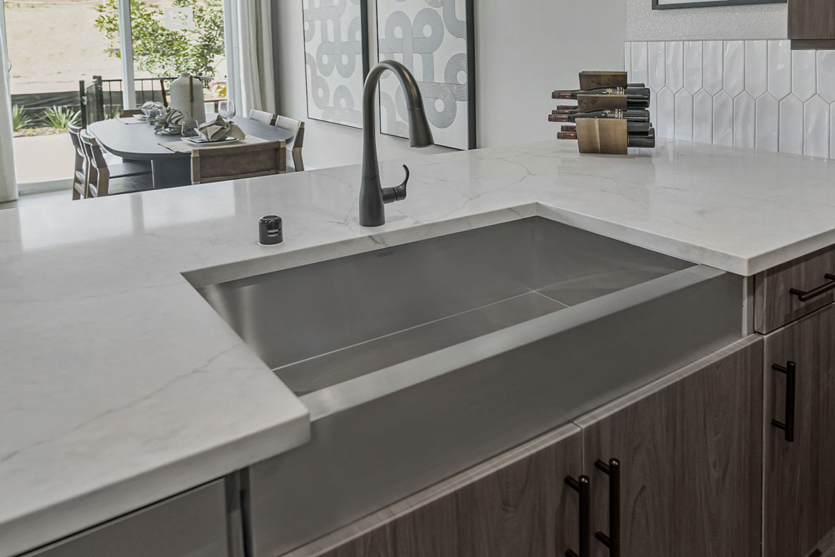 Upgraded single basin apron front kitchen sink