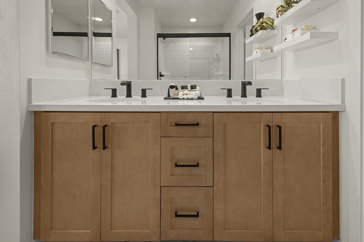 Optional Shaker-style maple cabinets