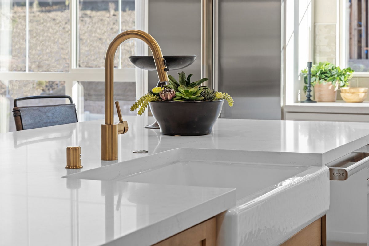 Optional apron-front kitchen sink