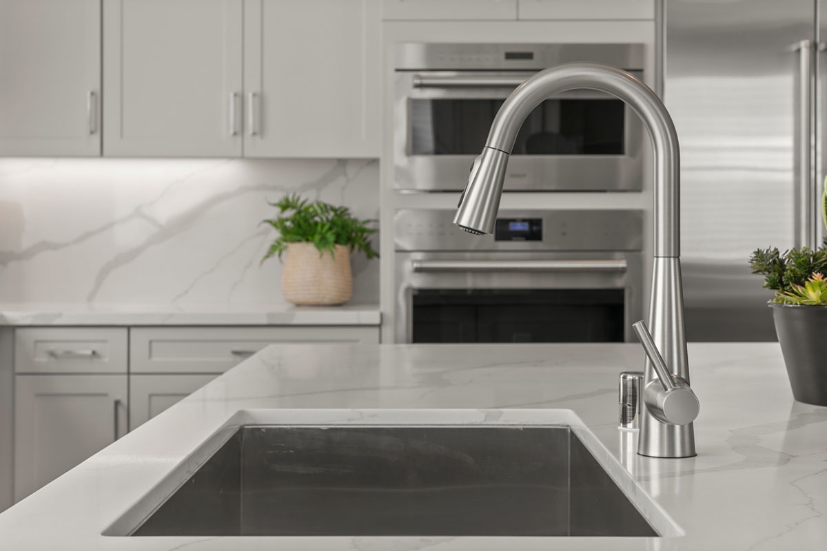 Optional high-arc spot-resistant stainless steel kitchen faucet