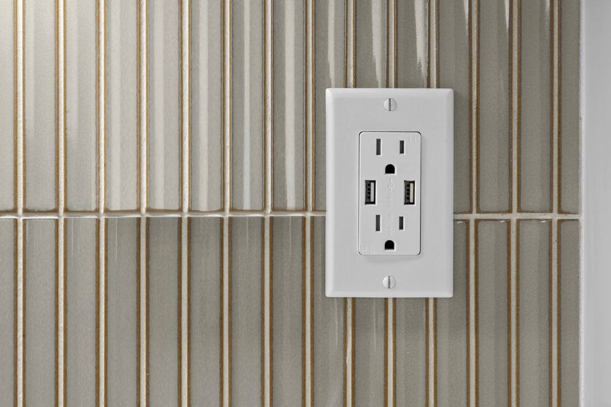 Kitchen USB charging receptacle