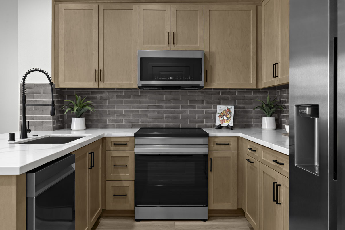 Stainless steel kitchen appliances