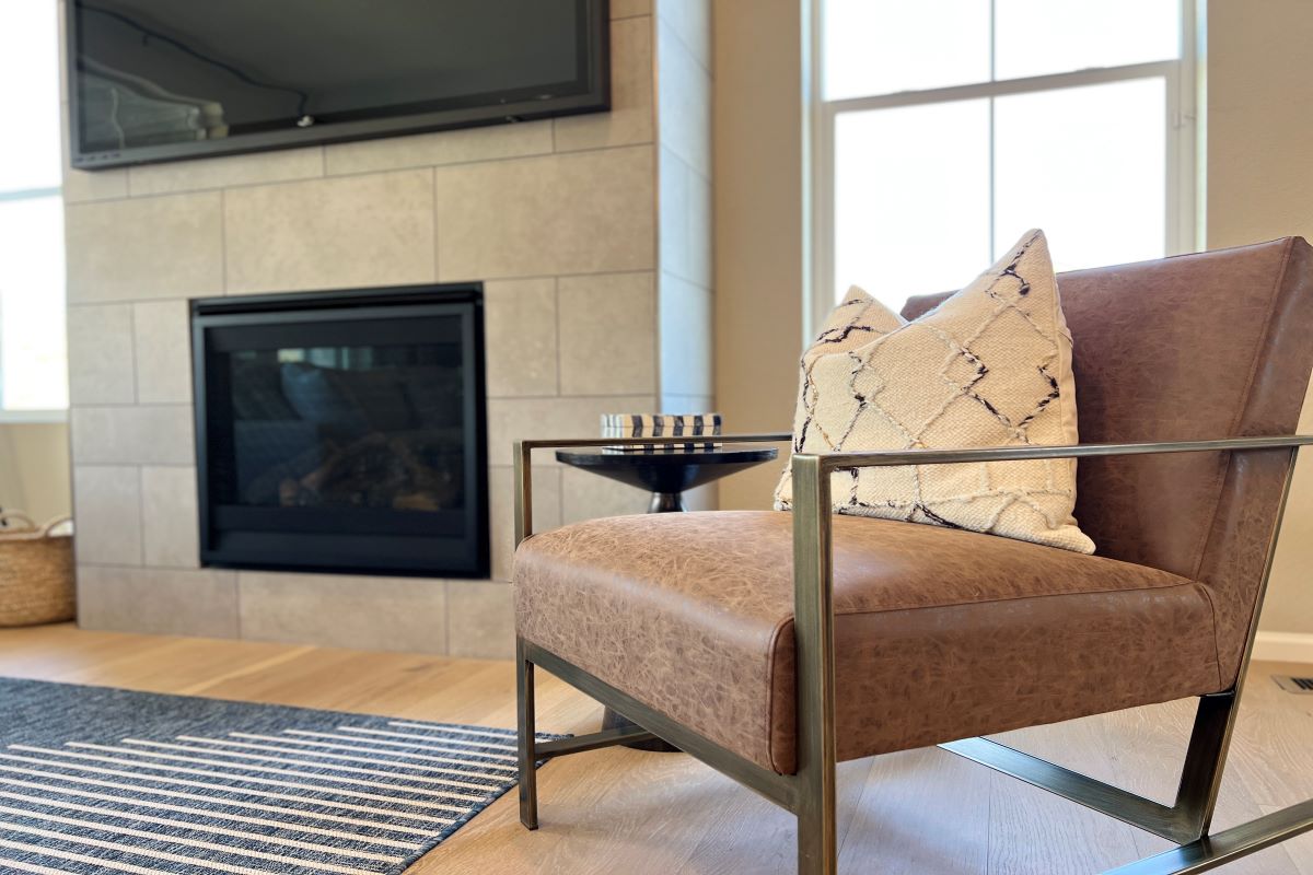 Lounge chair by the fireplace