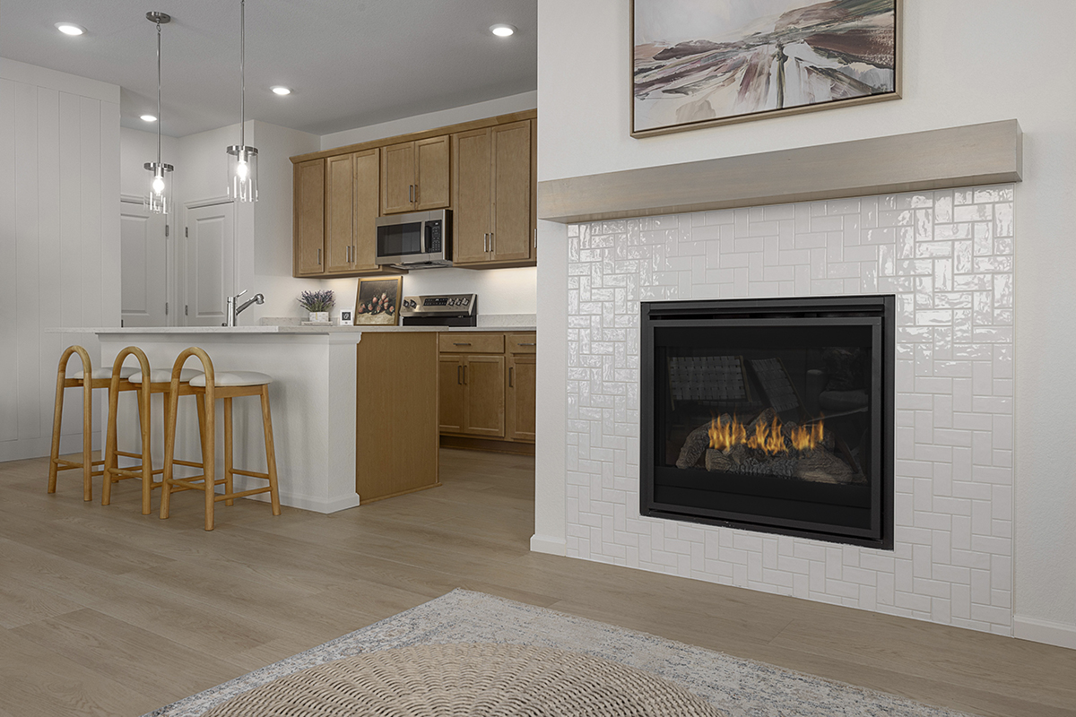Gas fireplace at great room