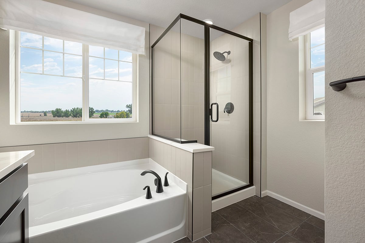 Separate tub and shower at primary bath