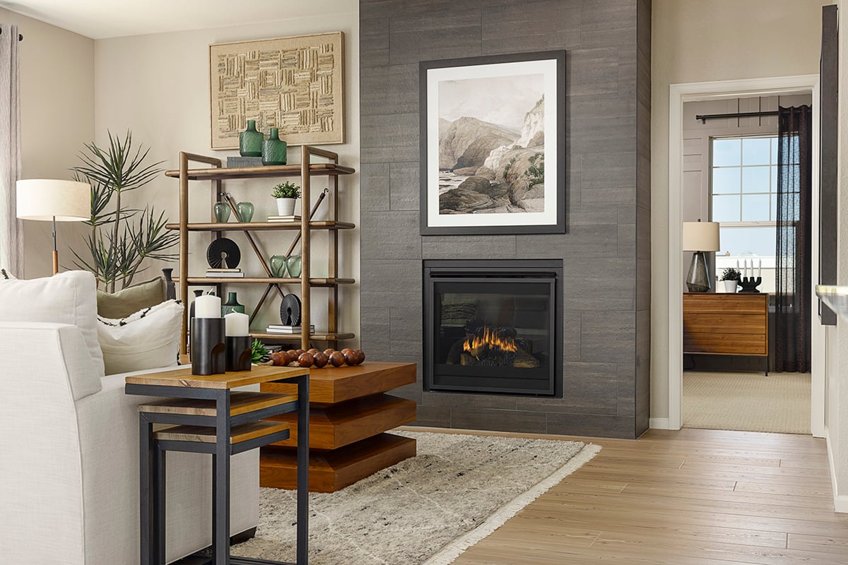 Gas fireplace at great room