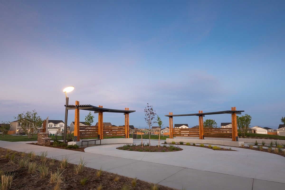 Orion Park shade structure with seating