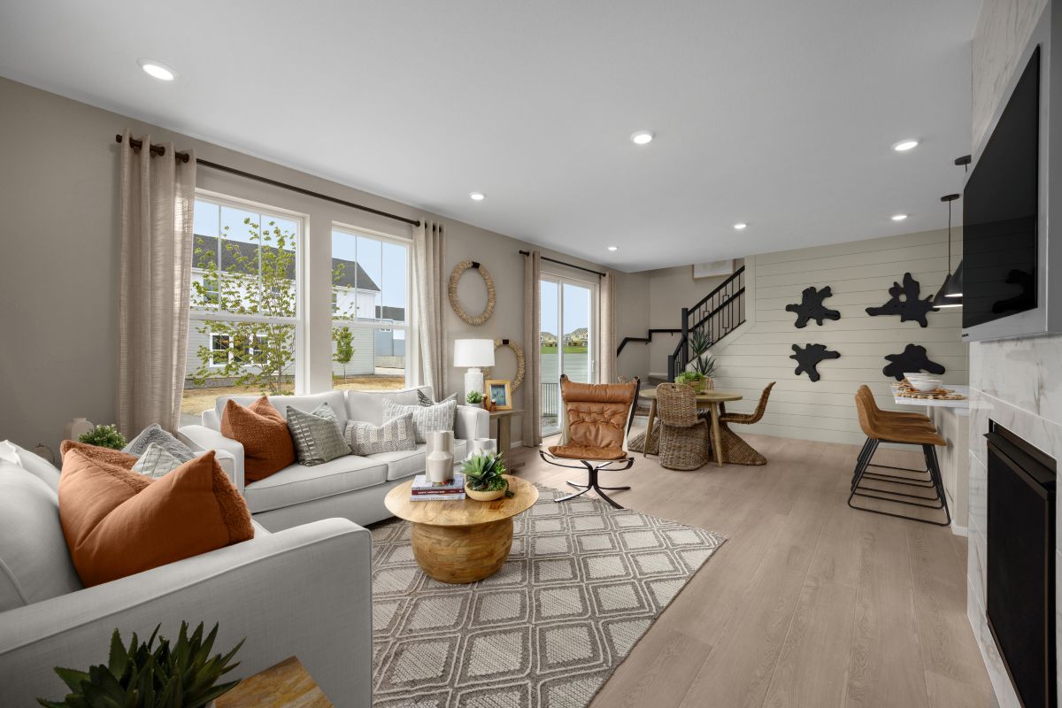 KB model home great room in Watkins, CO