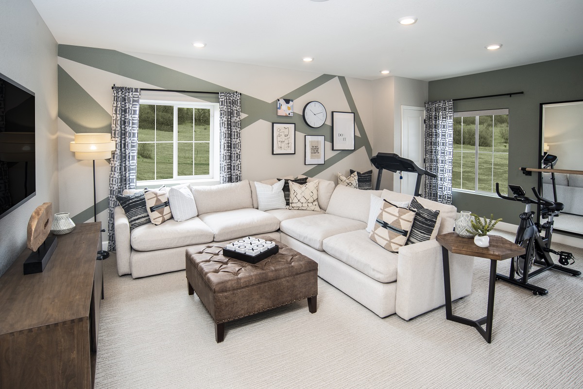 New Homes in Castle Rock, CO - Azure Villas at The Meadows Plan 1632 Finished Basement Rec Room