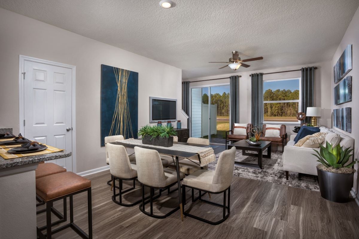 New Homes in Jacksonville, FL - Meadows at Oakleaf Townhomes The Hawkins Great Room
