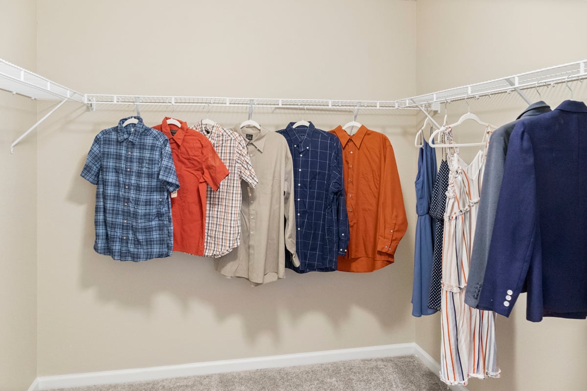 Spacious walk-in closet at primary bedroom