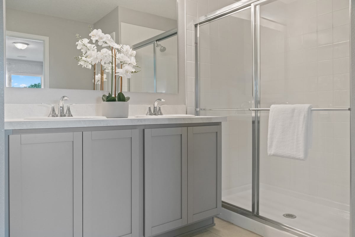 Walk-in shower at primary bath