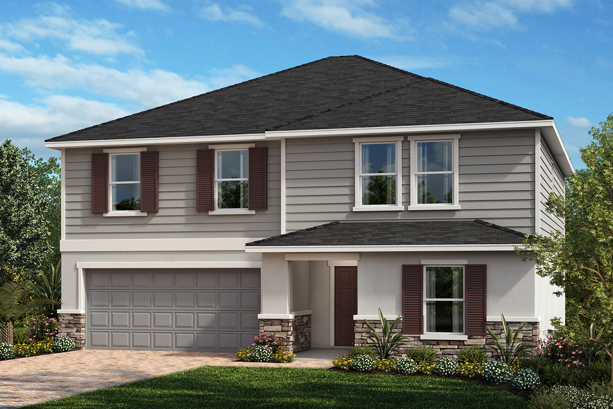 Exterior E with stone