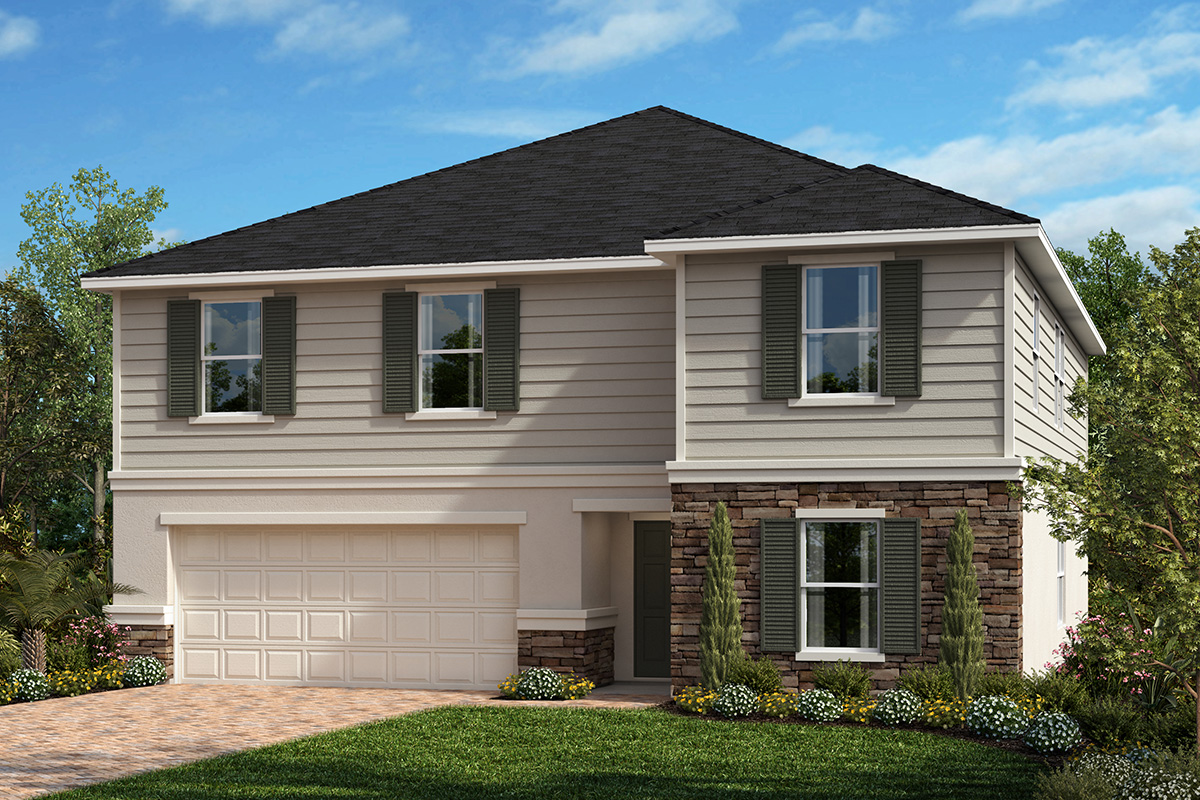 Exterior E with stone