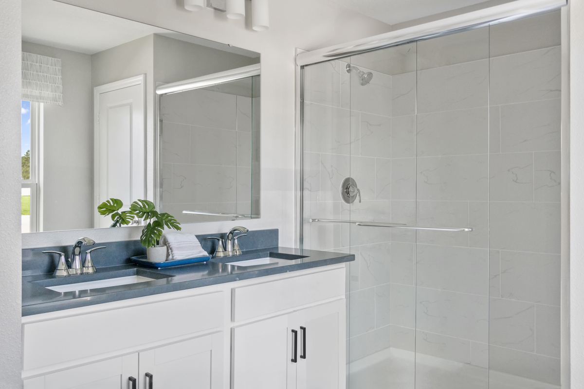 Walk-in shower at primary bath