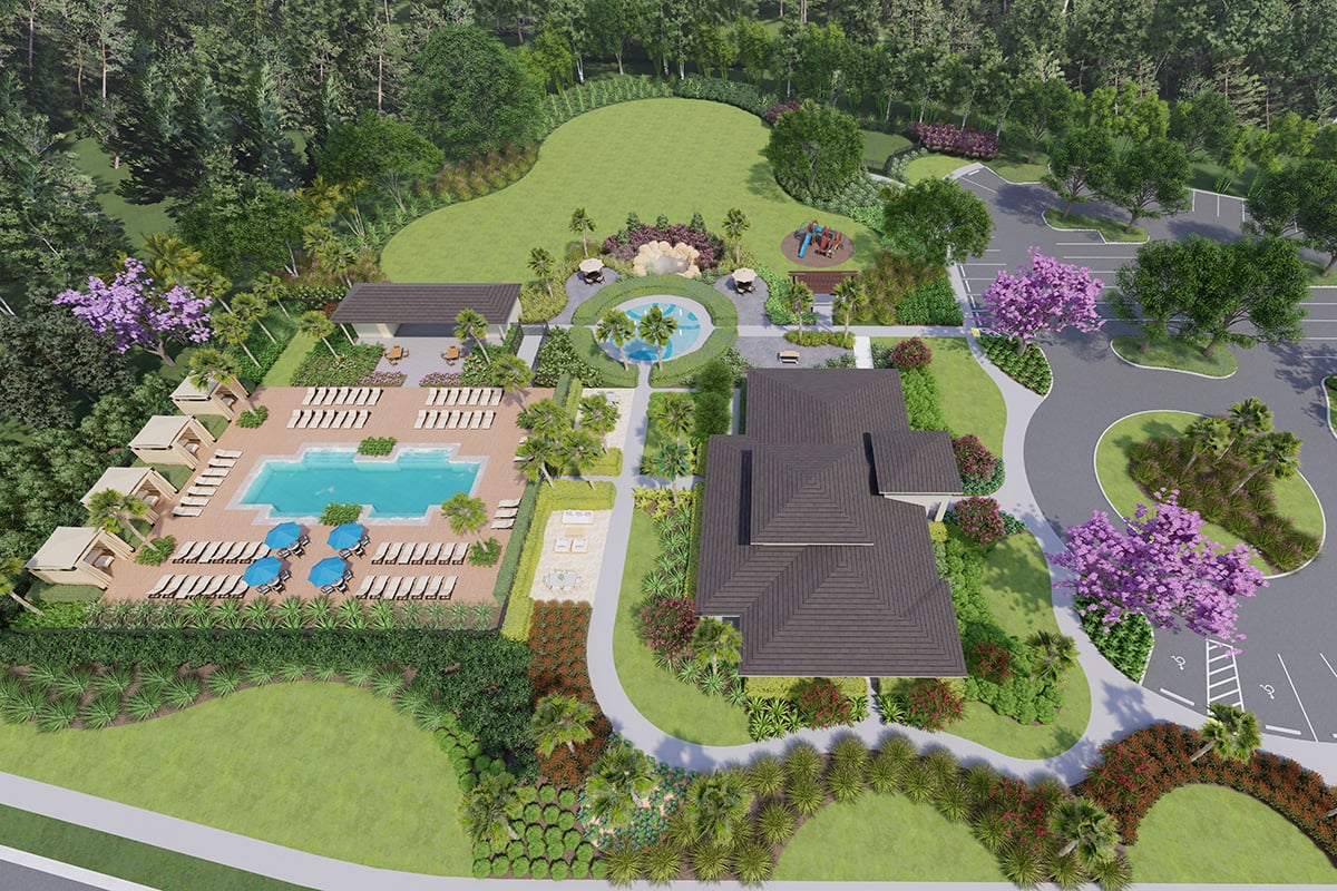 Future community amenities to include a pool, splash pad, clubhouse, fitness room, tot lot and multi-use lawn space