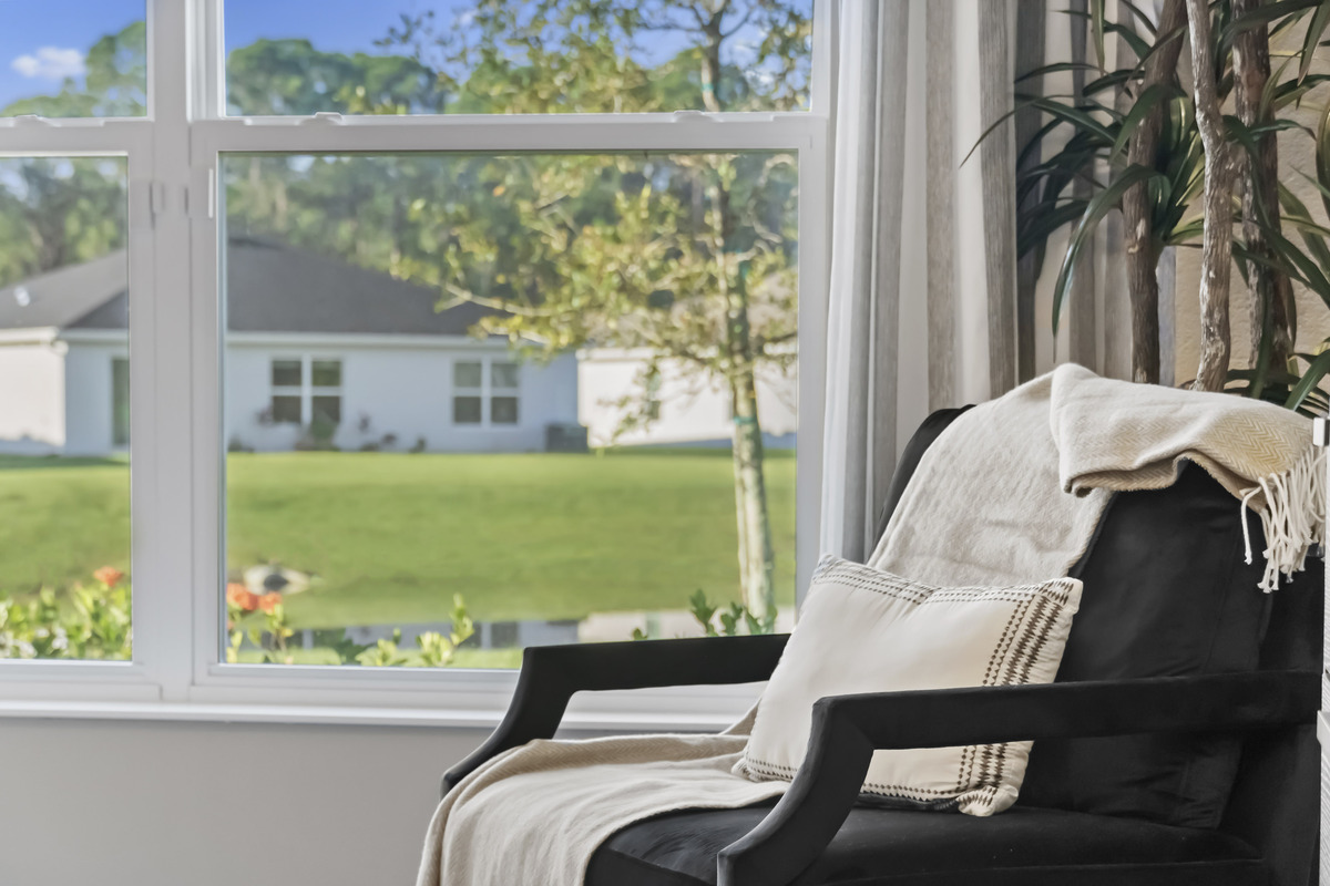 Large window at primary bedroom