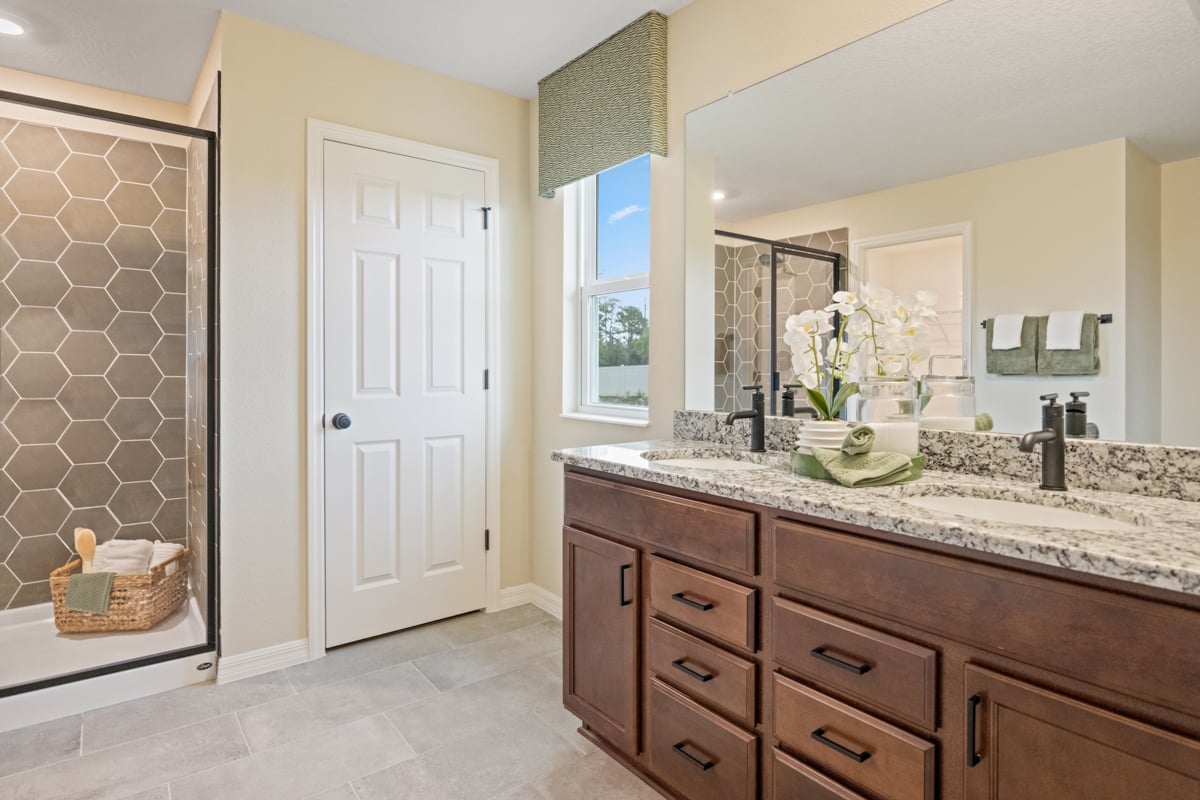 Granite countertops at primary bath