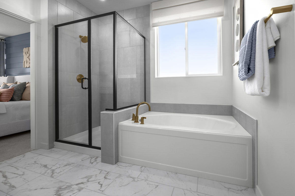 Tub and separate shower at primary bath