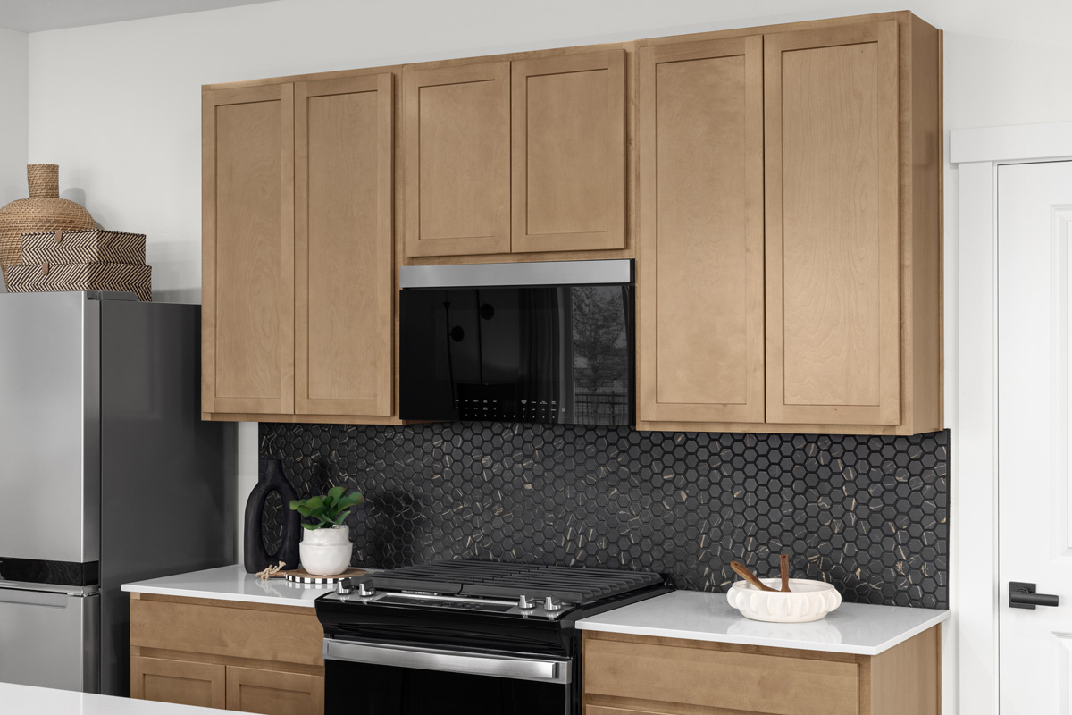 Full-height tile backsplash