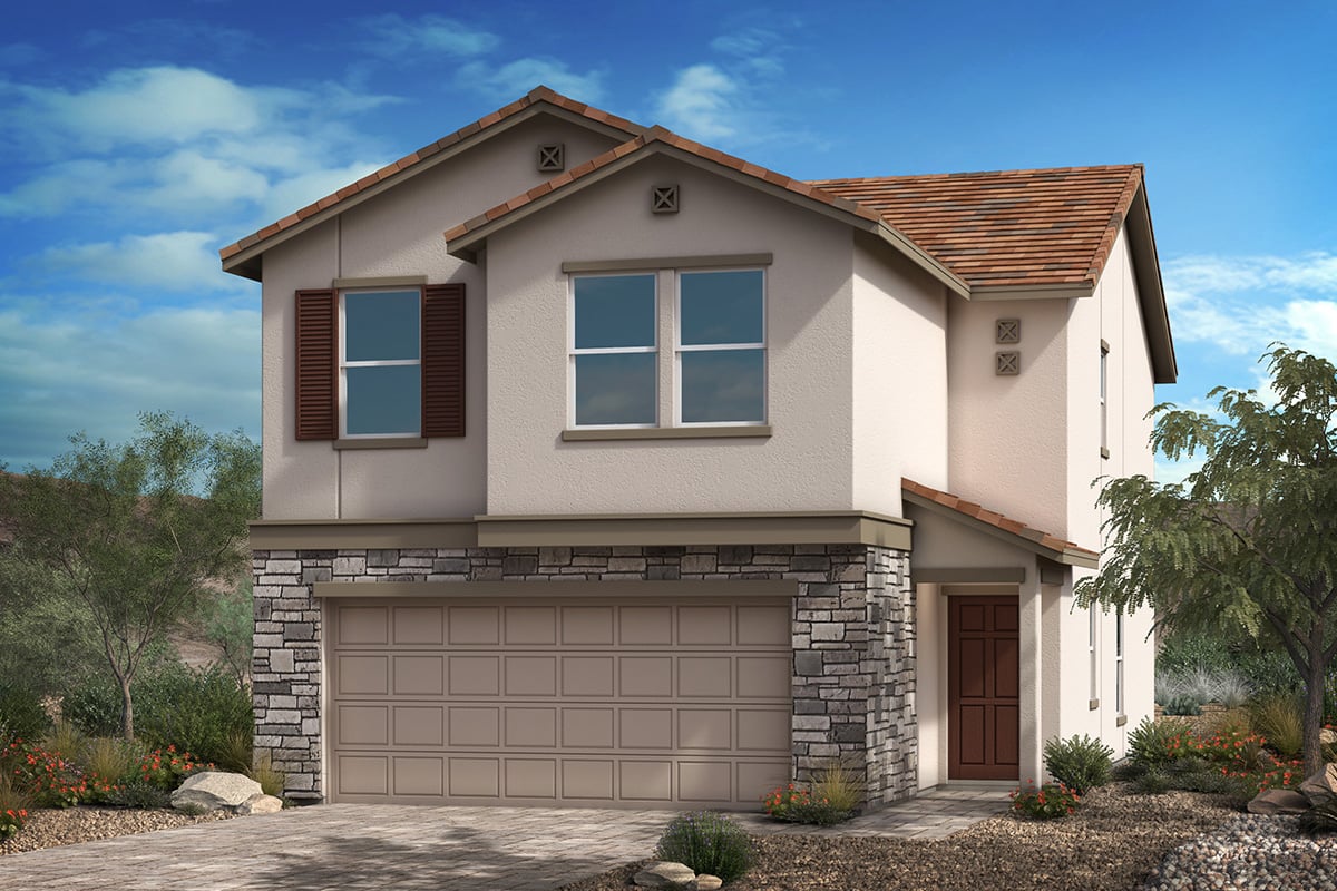 New Homes in Las Vegas, NV - Belcarra Plan 1768 Elevation B with Optional Stone