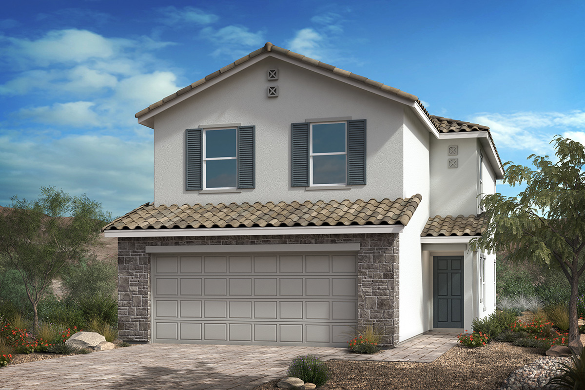 New Homes in Las Vegas, NV - Belcarra Plan 2089 Elevation B with Optional Stone 