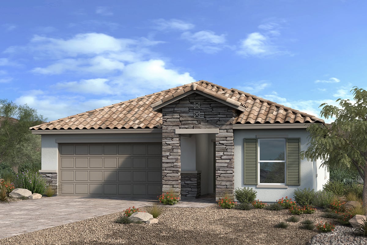 New Homes in Las Vegas, NV - Reserves at Copper Ranch Plan 1634 Elevation B with Optional Stone