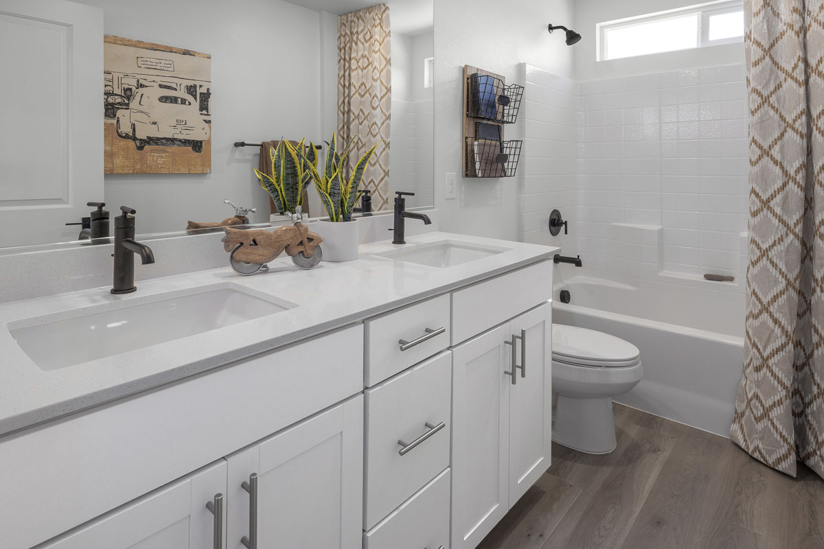 Extended dual-sink vanity at bath 2 