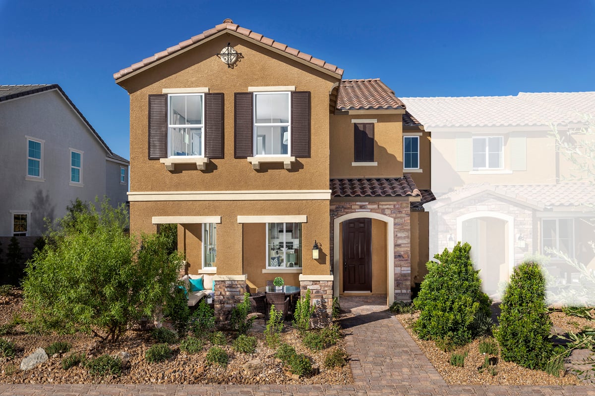 New Homes in Henderson, NV - Groves at Inspirada Plan 1921 End Unit as modeled as Plan 1843