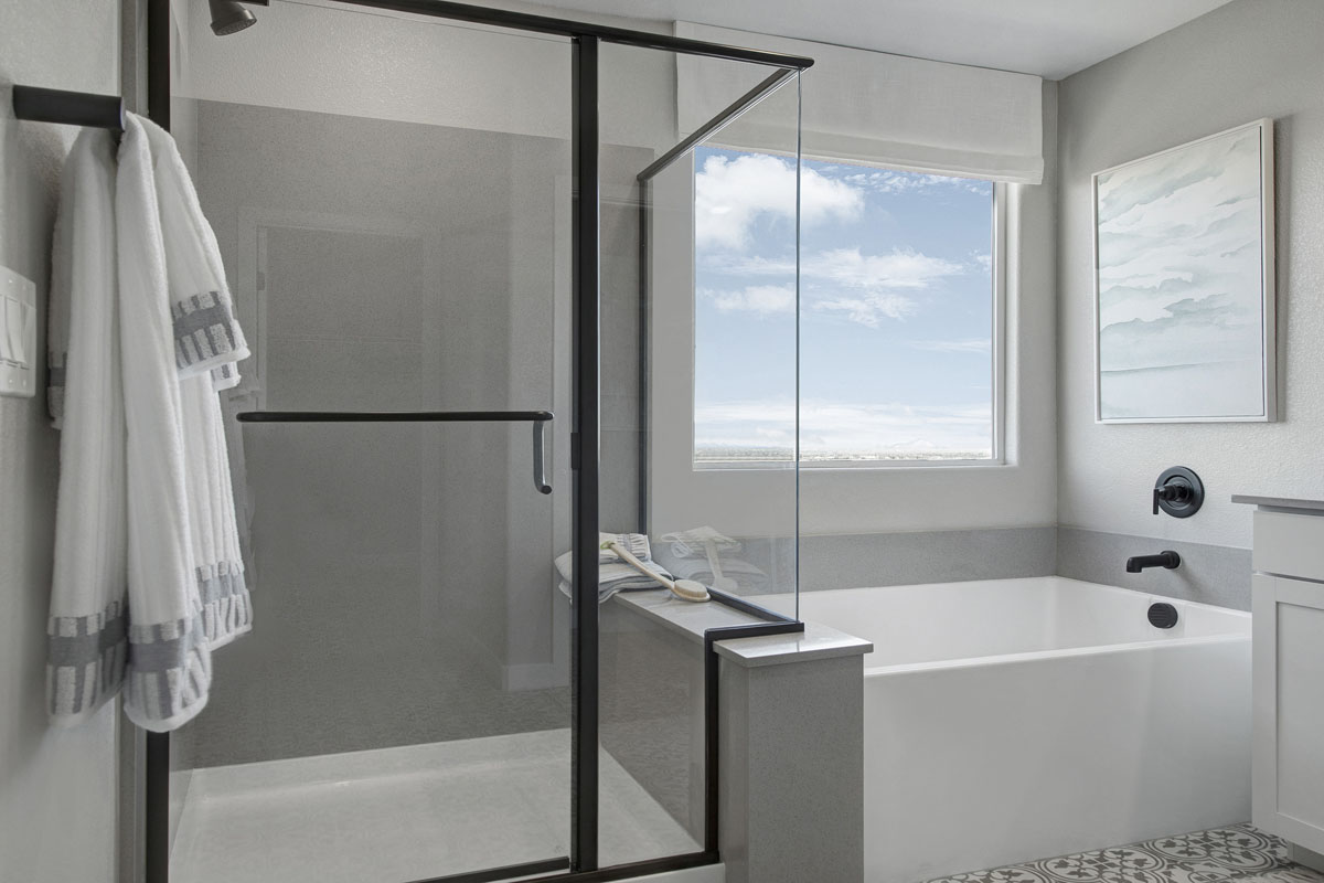 Tub and separate shower at primary bath