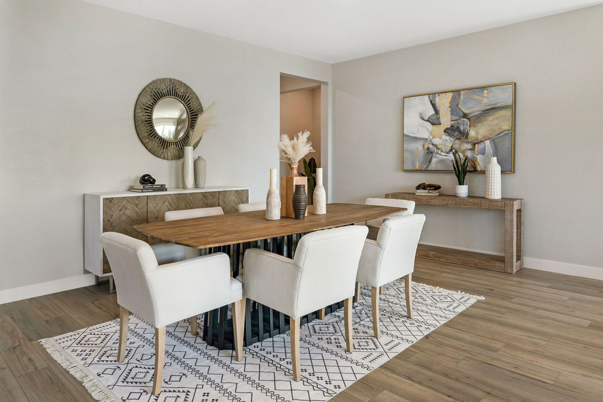 Dining room with upgraded flooring