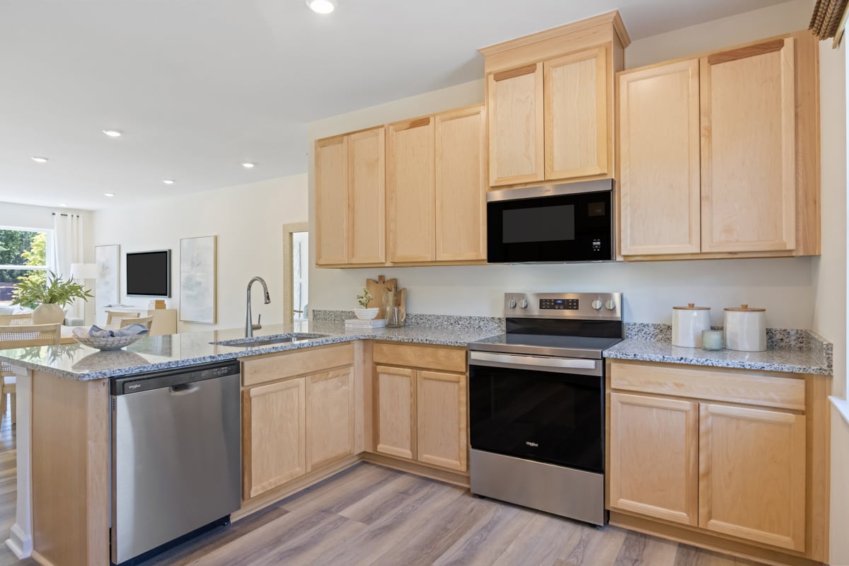Stained birch cabinets