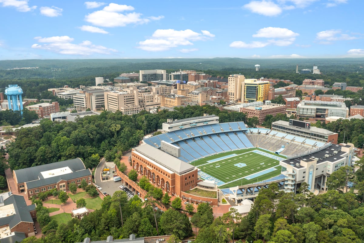 12-minute drive to Kenan Memorial Stadium