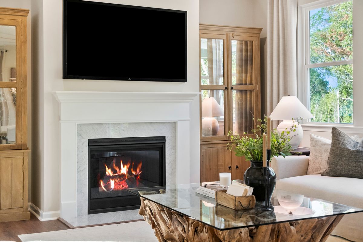Gas fireplace at great room