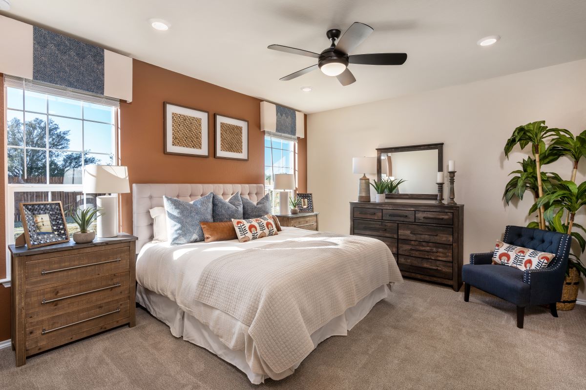 New Homes in Belton, TX - West Canyon Trails Plan 1491 Primary Bedroom as modeled at Haven Oaks