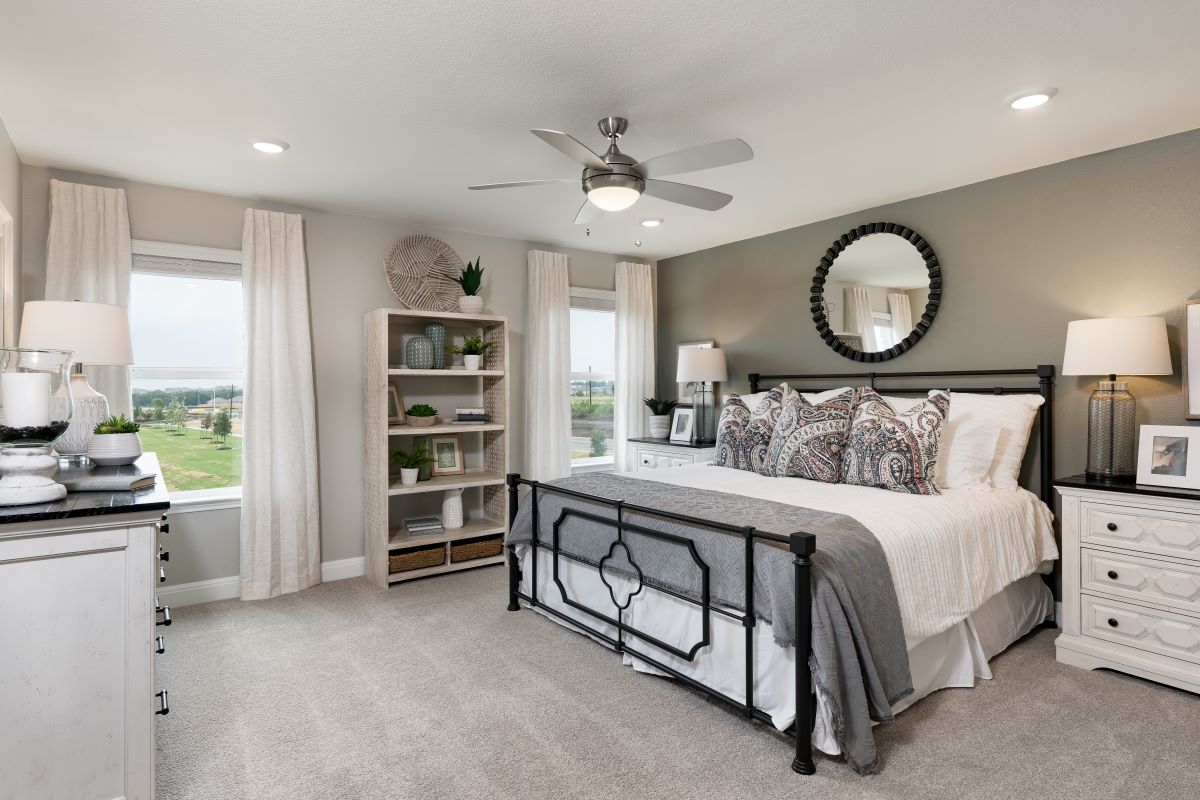 New Homes in Round Rock, TX - Salerno - Heritage Collection Plan 2458 Primary Bedroom as modeled at Maple Creek