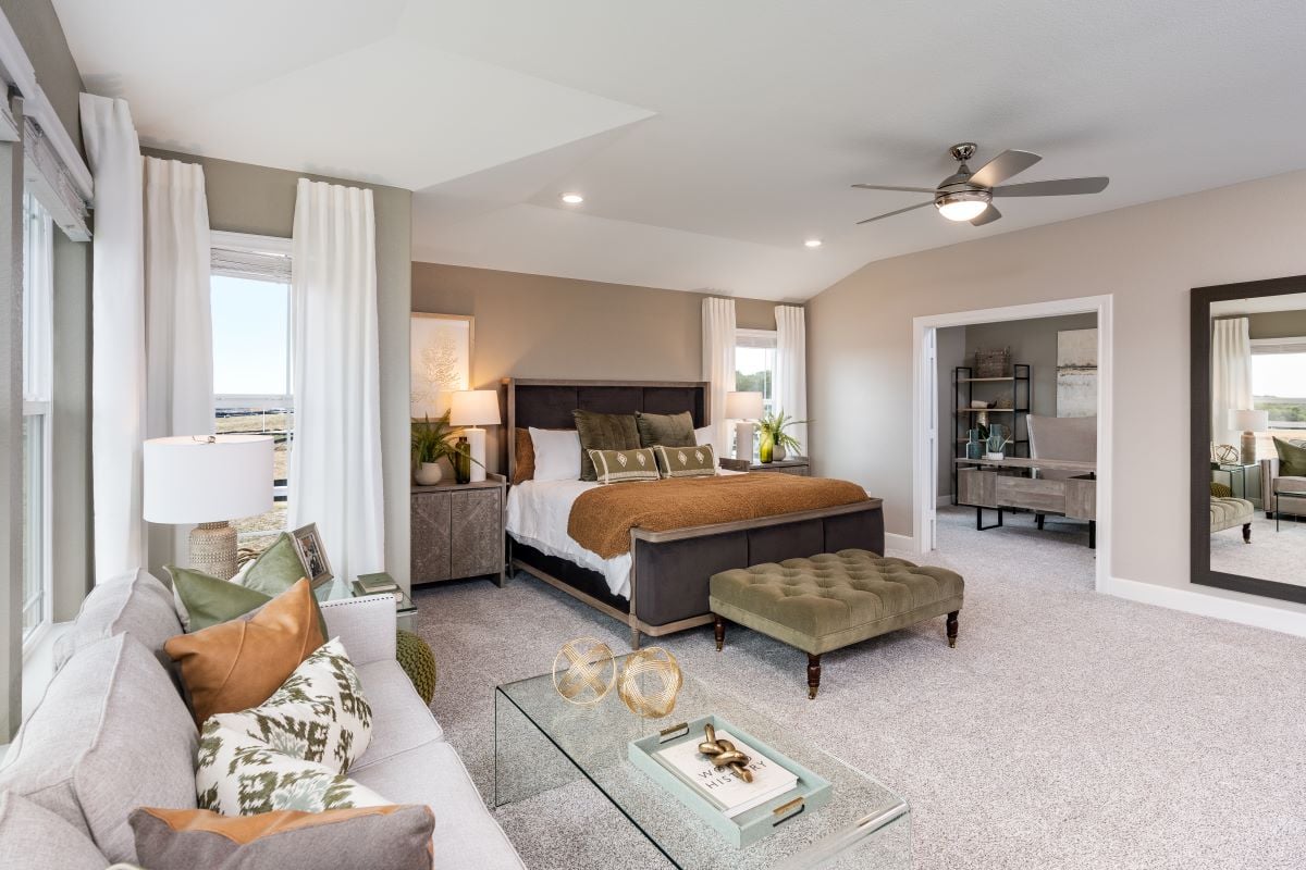 New Homes in Austin, TX - Scenic Pass Plan 3475 Primary Bedroom as modeled at McKinney Crossing